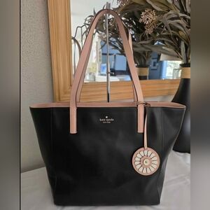 Kate Spade "Rosa" Black & Pink Leather  Tote